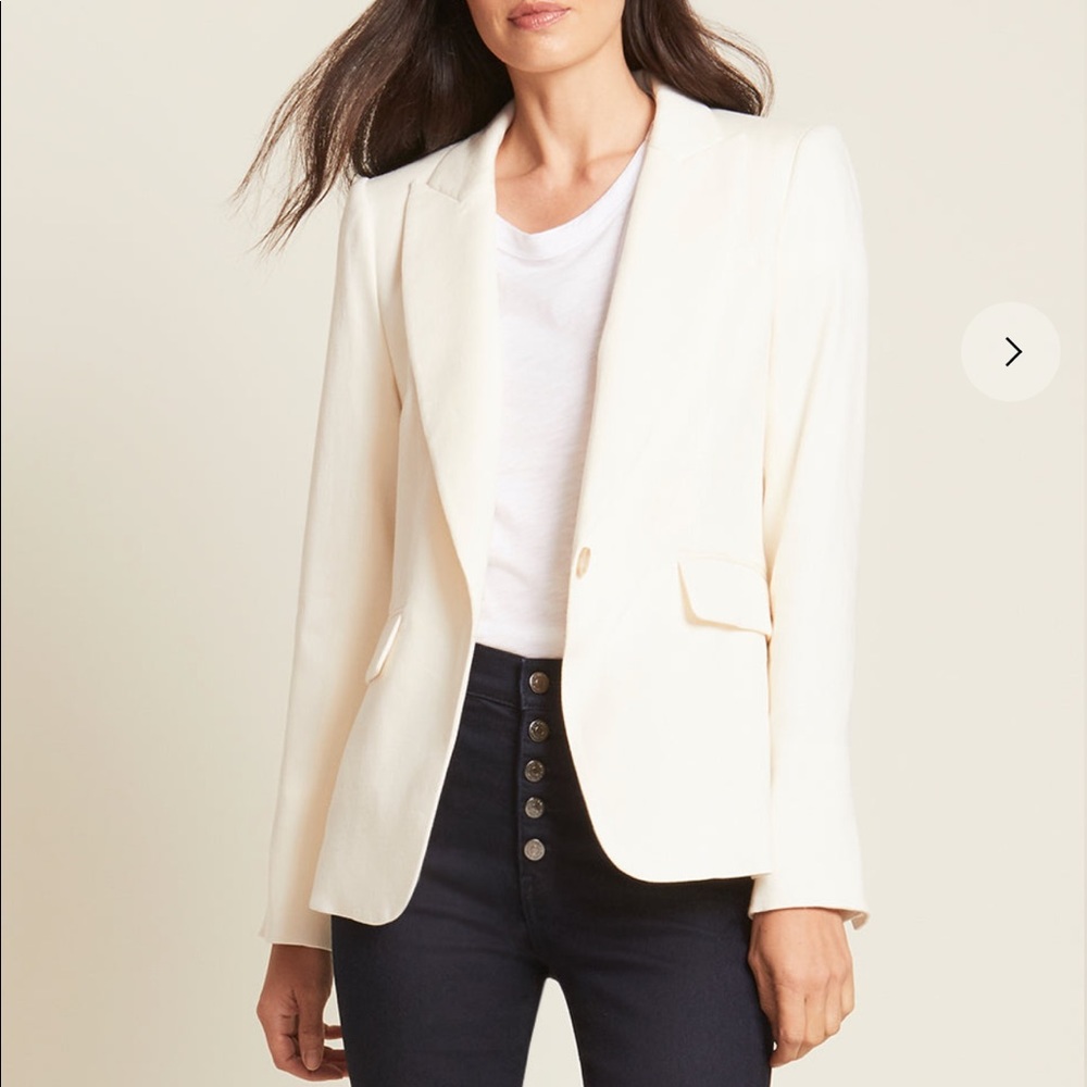 VERONICA BEARD Cutaway Linen Dicky Jacket White Size 4
